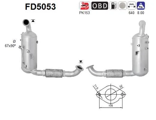 Suodžių / kietųjų dalelių filtras, išmetimo sistema AS FD5053