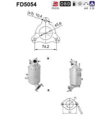 Suodžių / kietųjų dalelių filtras, išmetimo sistema AS FD5054