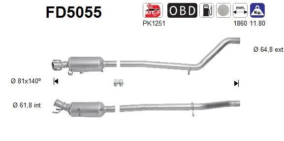 Suodžių / kietųjų dalelių filtras, išmetimo sistema AS FD5055