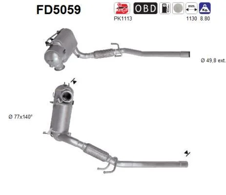 Suodžių / kietųjų dalelių filtras, išmetimo sistema AS FD5059
