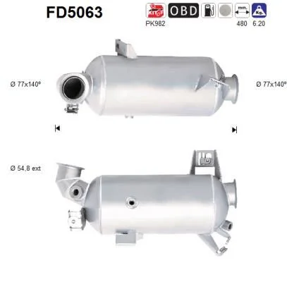 Suodžių / kietųjų dalelių filtras, išmetimo sistema AS FD5063