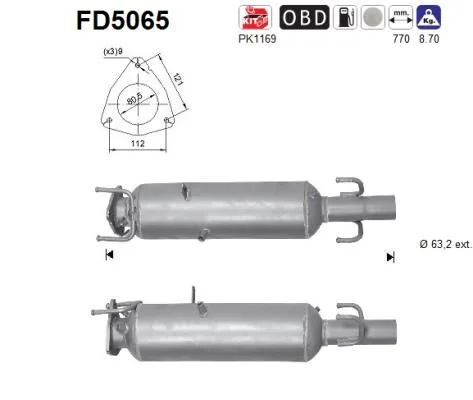 Suodžių / kietųjų dalelių filtras, išmetimo sistema AS FD5065