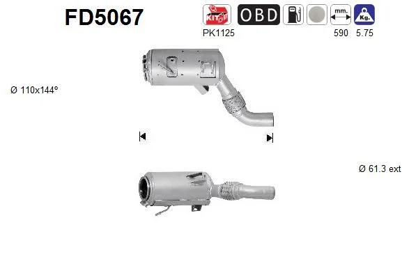 Suodžių / kietųjų dalelių filtras, išmetimo sistema AS FD5067