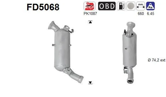 Suodžių / kietųjų dalelių filtras, išmetimo sistema AS FD5068