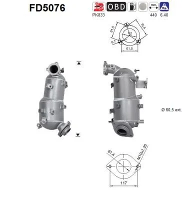 Suodžių / kietųjų dalelių filtras, išmetimo sistema AS FD5076