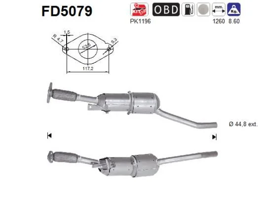 Suodžių / kietųjų dalelių filtras, išmetimo sistema AS FD5079