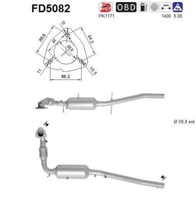 Suodžių / kietųjų dalelių filtras, išmetimo sistema AS FD5082