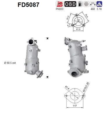 Suodžių / kietųjų dalelių filtras, išmetimo sistema AS FD5087