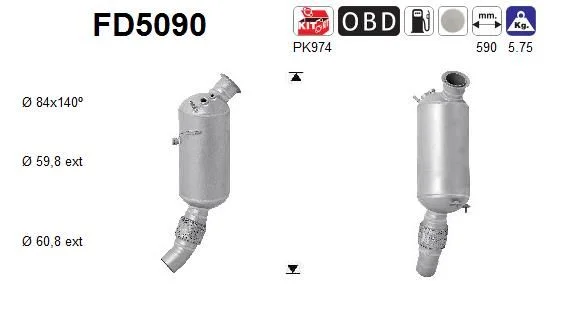 Suodžių / kietųjų dalelių filtras, išmetimo sistema AS FD5090