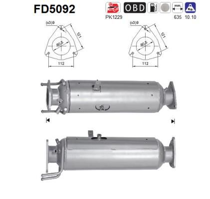 Suodžių / kietųjų dalelių filtras, išmetimo sistema AS FD5092