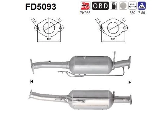 Suodžių / kietųjų dalelių filtras, išmetimo sistema AS FD5093