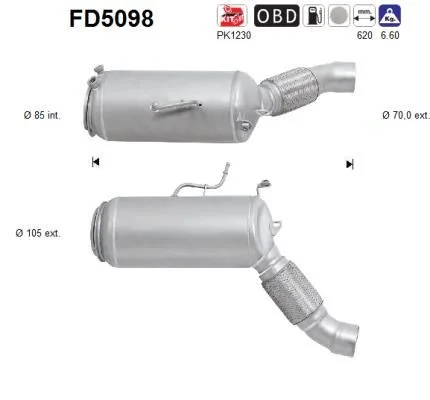 Suodžių / kietųjų dalelių filtras, išmetimo sistema AS FD5098