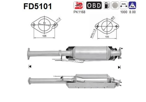 Suodžių / kietųjų dalelių filtras, išmetimo sistema AS FD5101