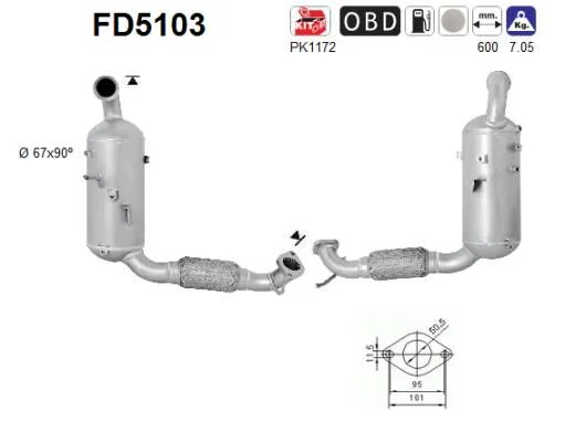 Suodžių / kietųjų dalelių filtras, išmetimo sistema AS FD5103