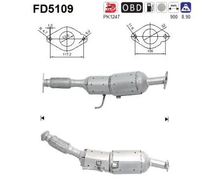 Suodžių / kietųjų dalelių filtras, išmetimo sistema AS FD5109