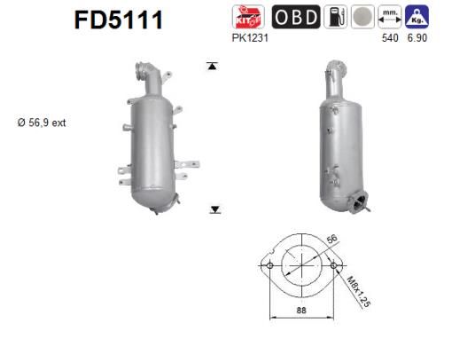 Sot-/partikelfilter, avgassystem AS FD5111