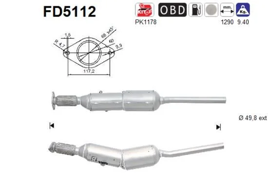 Suodžių / kietųjų dalelių filtras, išmetimo sistema AS FD5112