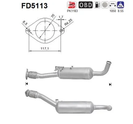 Suodžių / kietųjų dalelių filtras, išmetimo sistema AS FD5113