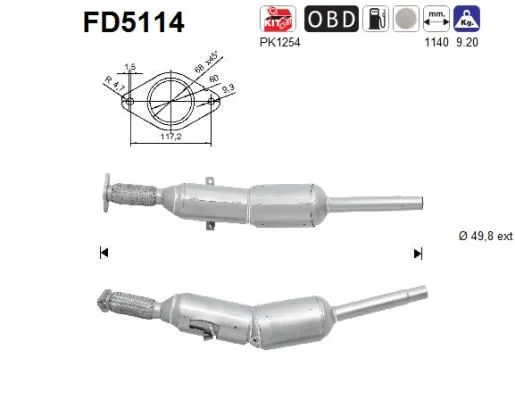 Suodžių / kietųjų dalelių filtras, išmetimo sistema AS FD5114