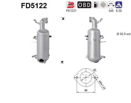 Suodžių / kietųjų dalelių filtras, išmetimo sistema AS FD5122