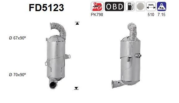 Suodžių / kietųjų dalelių filtras, išmetimo sistema AS FD5123
