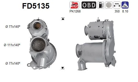 Suodžių / kietųjų dalelių filtras, išmetimo sistema AS FD5135