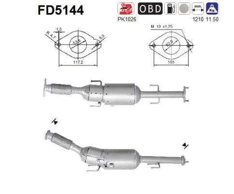 Suodžių / kietųjų dalelių filtras, išmetimo sistema AS FD5144