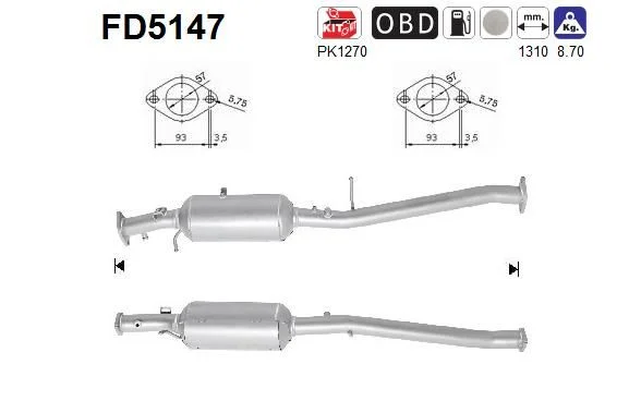 Suodžių / kietųjų dalelių filtras, išmetimo sistema AS FD5147