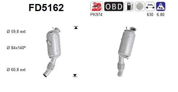 Suodžių / kietųjų dalelių filtras, išmetimo sistema as FD5162