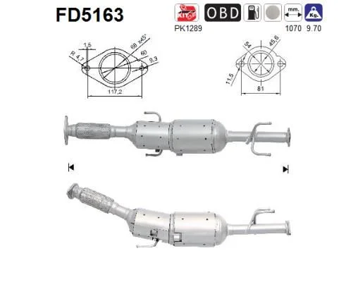 Suodžių / kietųjų dalelių filtras, išmetimo sistema AS FD5163