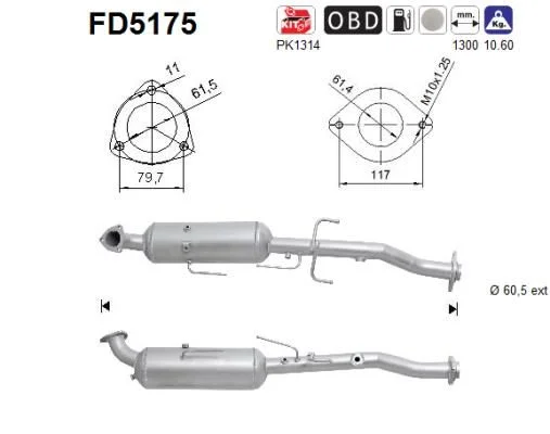 Suodžių / kietųjų dalelių filtras, išmetimo sistema AS FD5175