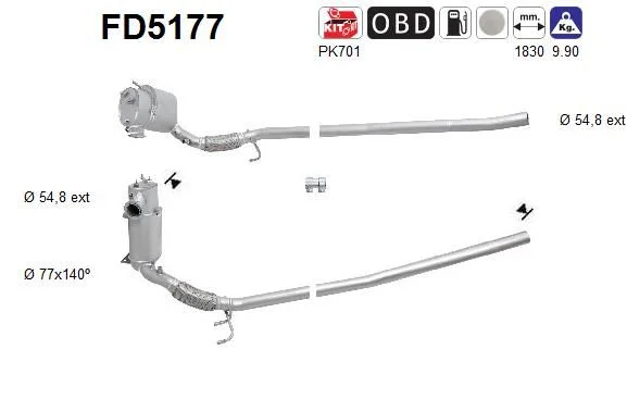 Suodžių / kietųjų dalelių filtras, išmetimo sistema AS FD5177