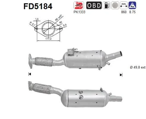 Suodžių / kietųjų dalelių filtras, išmetimo sistema AS FD5184