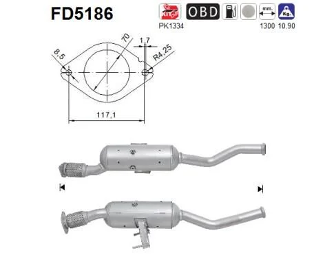 Suodžių / kietųjų dalelių filtras, išmetimo sistema AS FD5186