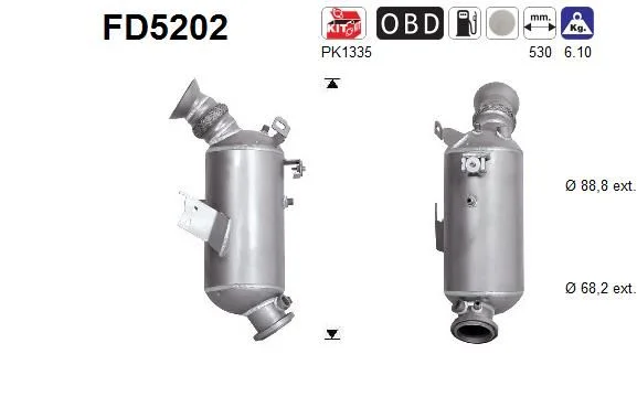 Suodžių / kietųjų dalelių filtras, išmetimo sistema AS FD5202