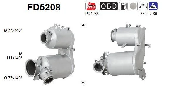 Suodžių / kietųjų dalelių filtras, išmetimo sistema AS FD5208