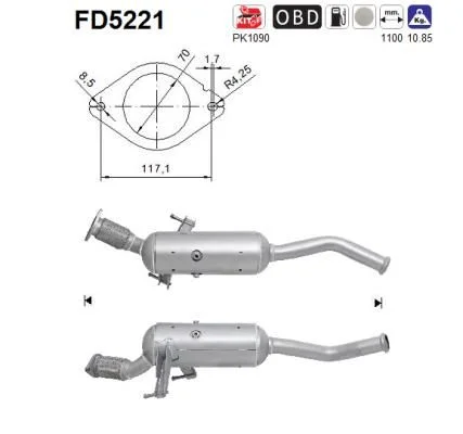 Suodžių / kietųjų dalelių filtras, išmetimo sistema AS FD5221