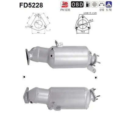 Suodžių / kietųjų dalelių filtras, išmetimo sistema AS FD5228
