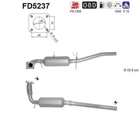 Suodžių / kietųjų dalelių filtras, išmetimo sistema AS FD5237