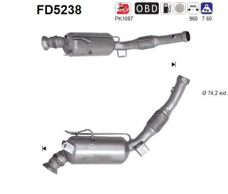 Suodžių / kietųjų dalelių filtras, išmetimo sistema AS FD5238