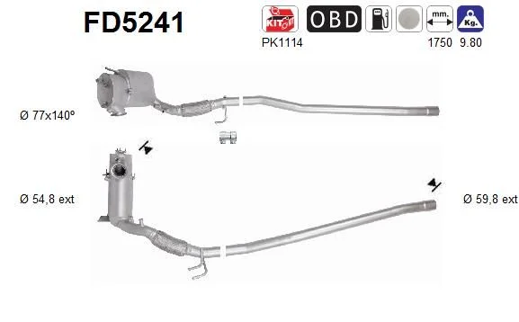 Suodžių / kietųjų dalelių filtras, išmetimo sistema AS FD5241