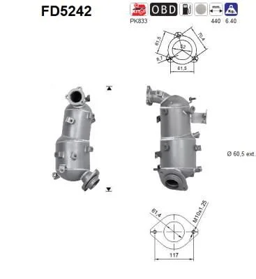 Suodžių / kietųjų dalelių filtras, išmetimo sistema as FD5242