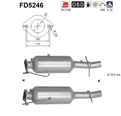 Suodžių / kietųjų dalelių filtras, išmetimo sistema AS FD5246