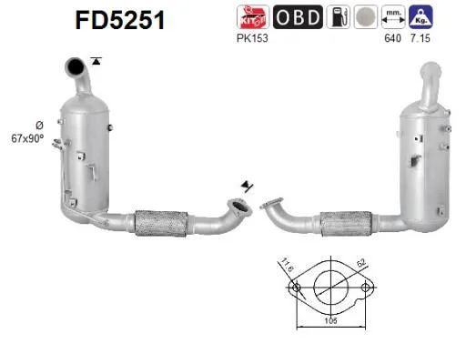 Suodžių / kietųjų dalelių filtras, išmetimo sistema AS FD5251