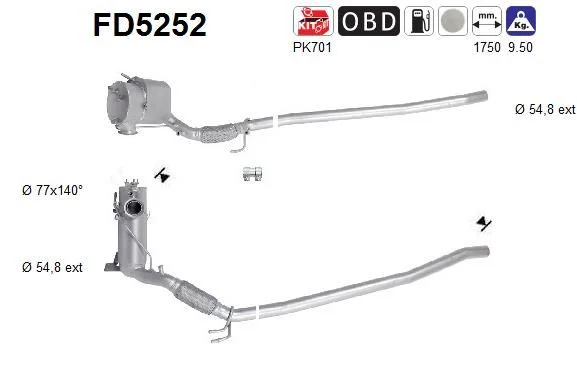 Suodžių / kietųjų dalelių filtras, išmetimo sistema AS FD5252