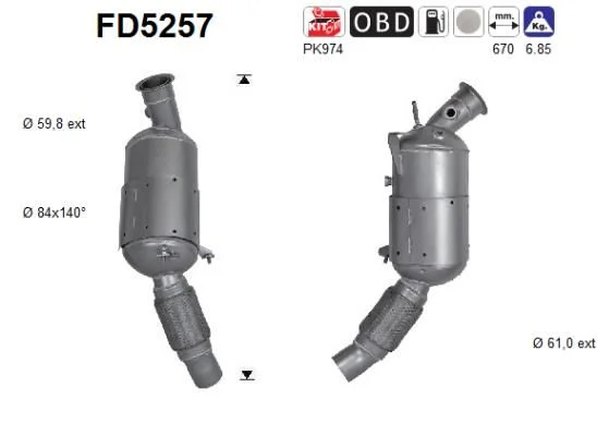 Suodžių / kietųjų dalelių filtras, išmetimo sistema AS FD5257