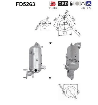 Suodžių / kietųjų dalelių filtras, išmetimo sistema AS FD5263