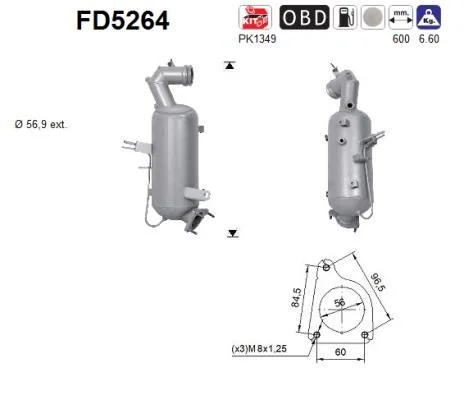 Suodžių / kietųjų dalelių filtras, išmetimo sistema AS FD5264