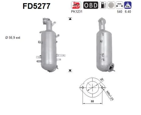 Suodžių / kietųjų dalelių filtras, išmetimo sistema AS FD5277