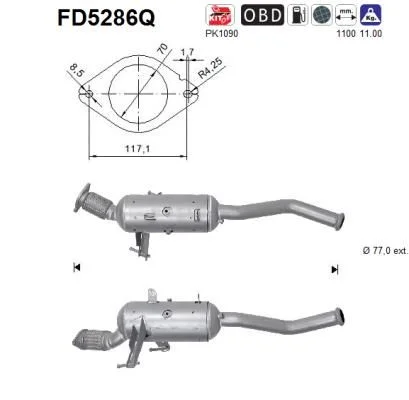 Suodžių / kietųjų dalelių filtras, išmetimo sistema as FD5286Q